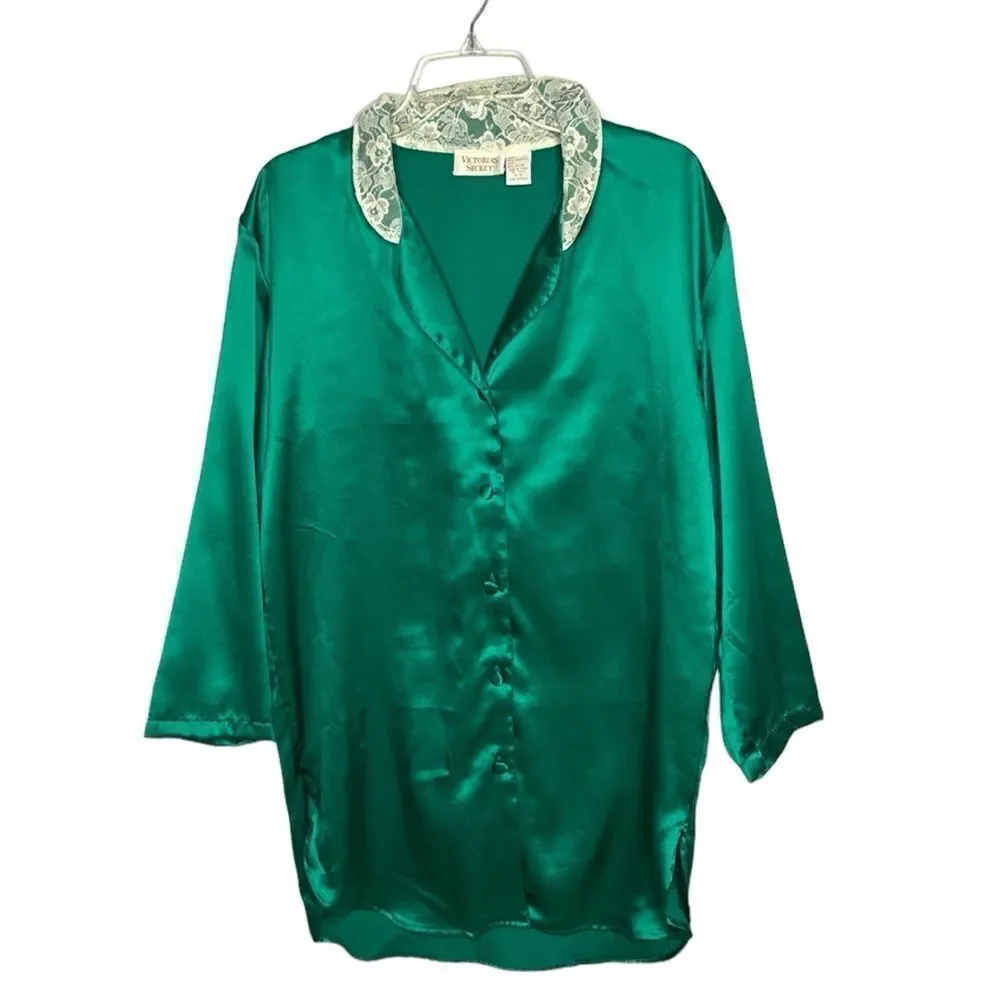 Victoria Secret Vintage 1980’s Gold Label Green Night Shirt. Size small.